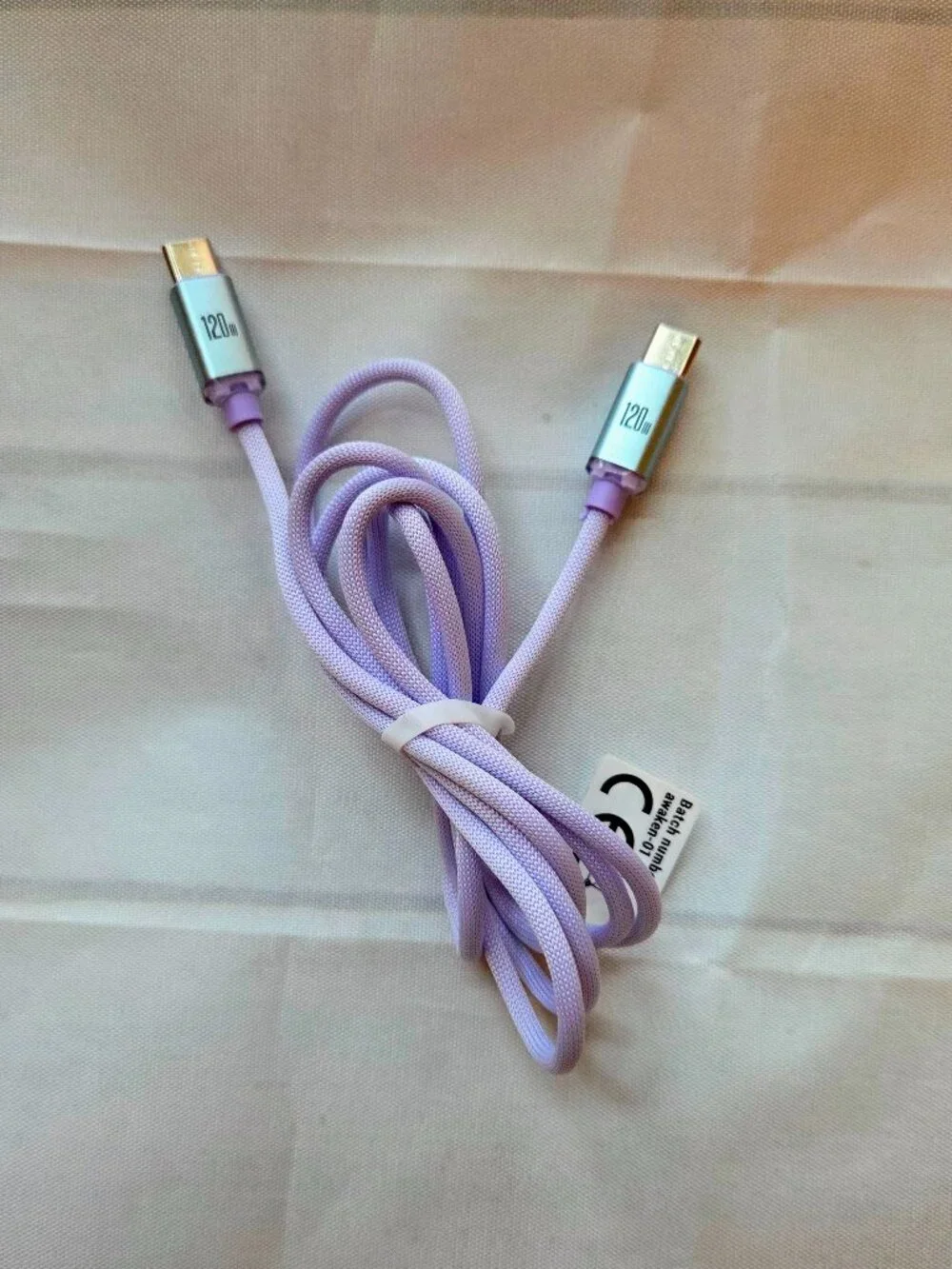 120W USB-C Fast Charging 1.5m/4.92ft Cable Light Purple NEW For Samsung iPhone
